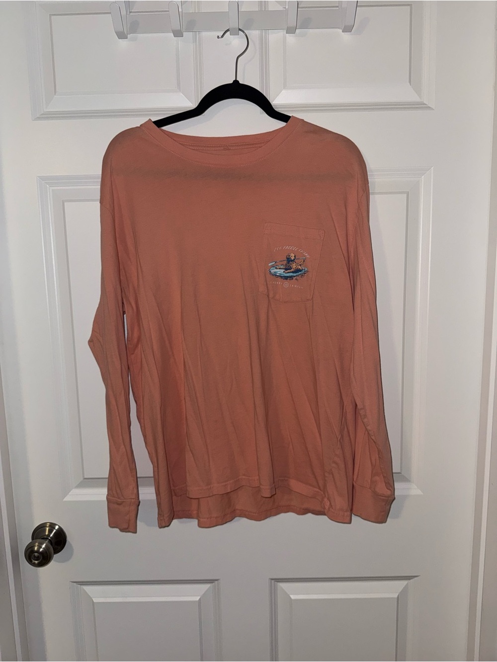 Lauren James Long-Sleeve Pocket Tee in Coral